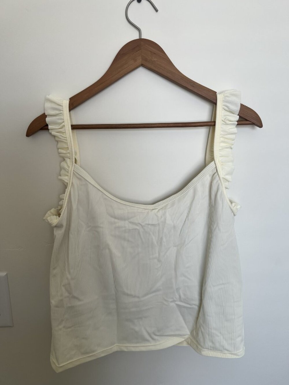 Cream Ribbed Ruffle Bikini - Picture 2 of 9